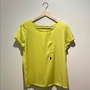 NWT Twik Satiny Minimalist Blouse in Lime Green